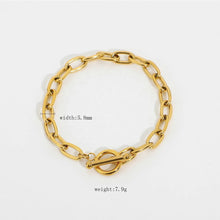 Load image into Gallery viewer, Toggle &amp; Chain Bracelet: 18k Gold Plated
